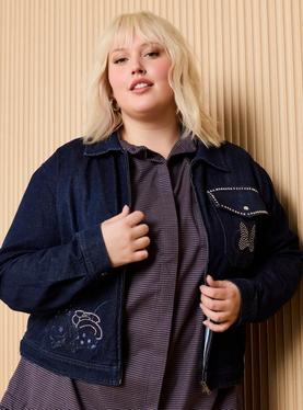 Disney Minnie Mouse Rhinestone Plus Size Denim Jacket, , hi-res